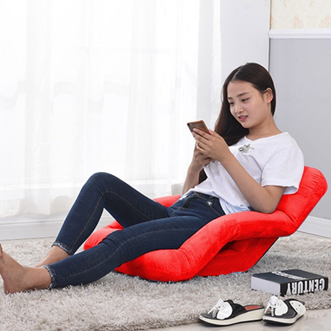 2X Foldable Lounge Cushion Adjustable Floor Lazy Recliner Chair with Armrest Red Fast shipping On sale