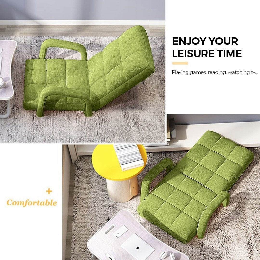 2X Foldable Lounge Cushion Adjustable Floor Lazy Recliner Chair with Armrest Yellow Green Fast shipping On sale