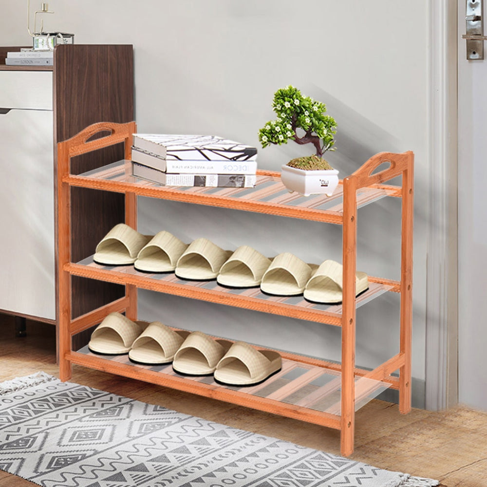 2x Levede 3 Tier Bamboo Shoe Rack Shoes Organizer Storage Shelves Stand Shelf Cabinet Fast shipping On sale