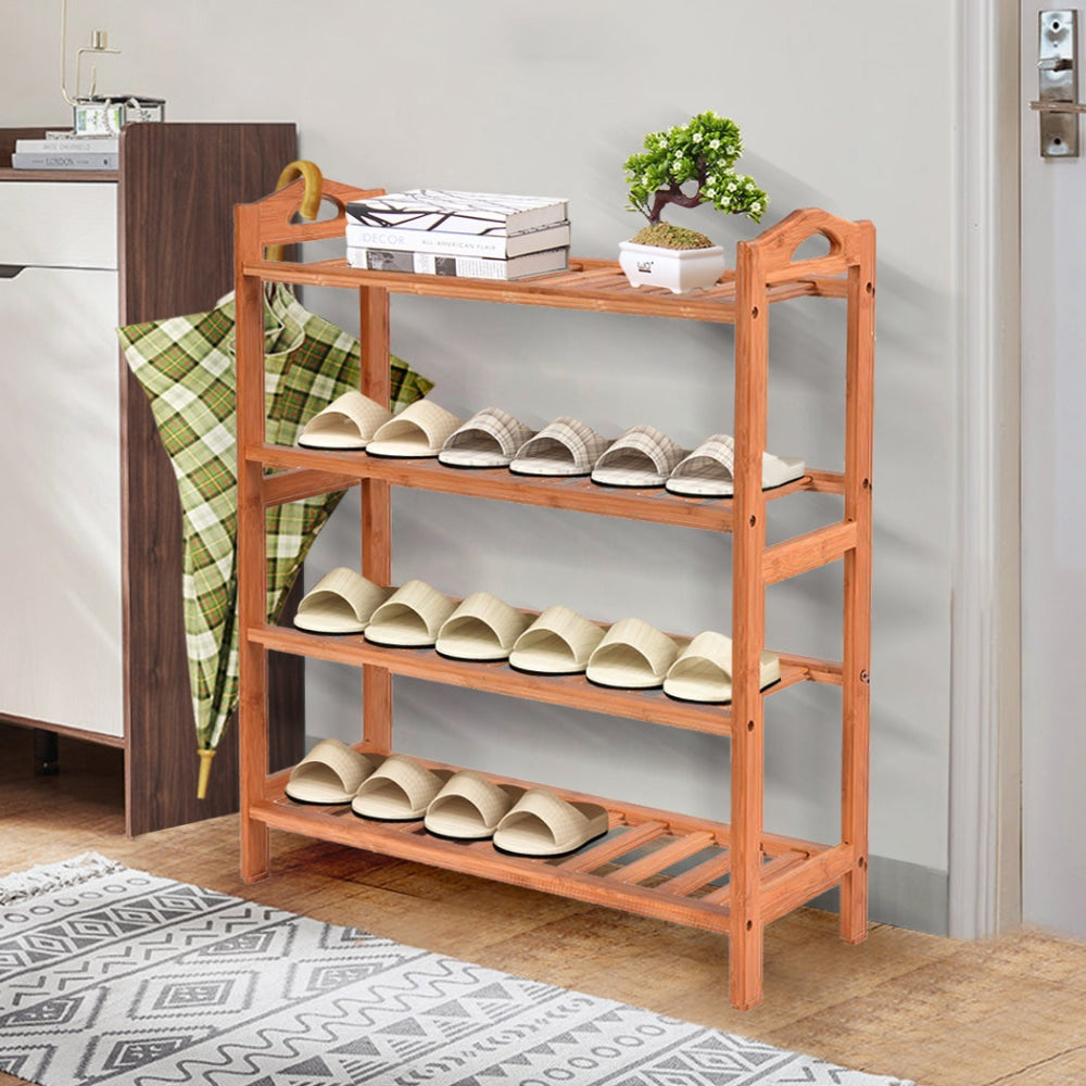 2x Levede 4 Tier Bamboo Shoe Rack Shoes Organizer Storage Shelves Stand Shelf Cabinet Fast shipping On sale