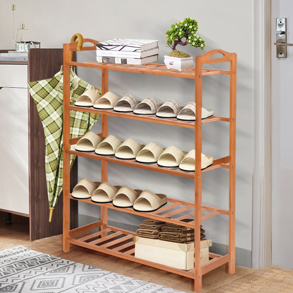 2x Levede 5 Tier Bamboo Shoe Rack Shoes Organizer Storage Shelves Stand Shelf Cabinet Fast shipping On sale