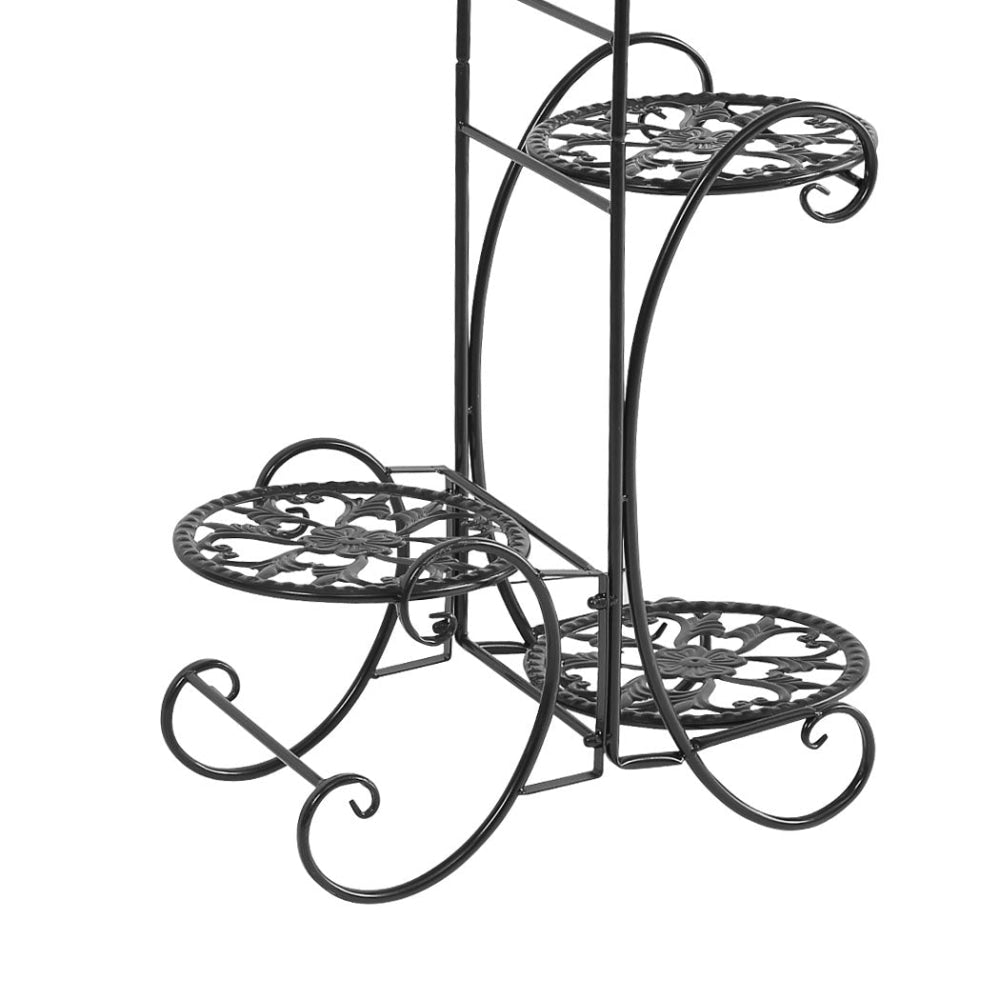 2x Levede Flower Shape Metal Plant Stand with 4 Pot Space in Black Colour Outdoor Decor Fast shipping On sale