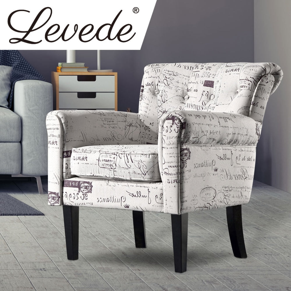 2x Levede Upholstered Armchair Dining Chairs Single Accent Sofa Padded Fabric Chair Fast shipping On sale