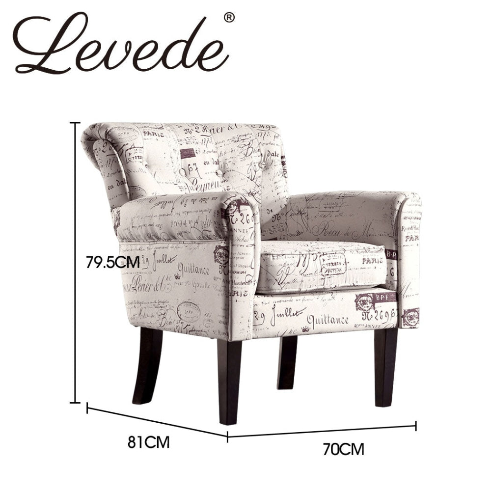 2x Levede Upholstered Armchair Dining Chairs Single Accent Sofa Padded Fabric Chair Fast shipping On sale