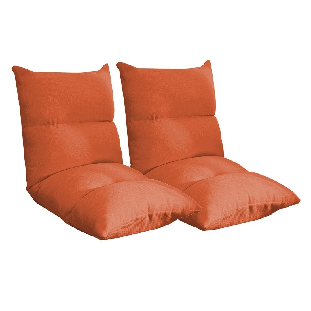 2X Lounge Floor Recliner Adjustable Lazy Sofa Bed Folding Game Chair Orange Fast shipping On sale