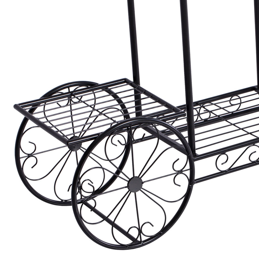 2x Plant Stand Outdoor Indoor Pot Garden Decor Flower Rack Wrought Iron 4Wheeler Fast shipping On sale