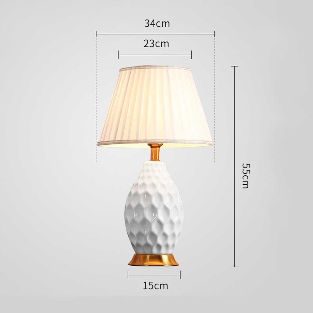 2X Textured Ceramic Oval Table Lamp with Gold Metal Base White Fast shipping On sale