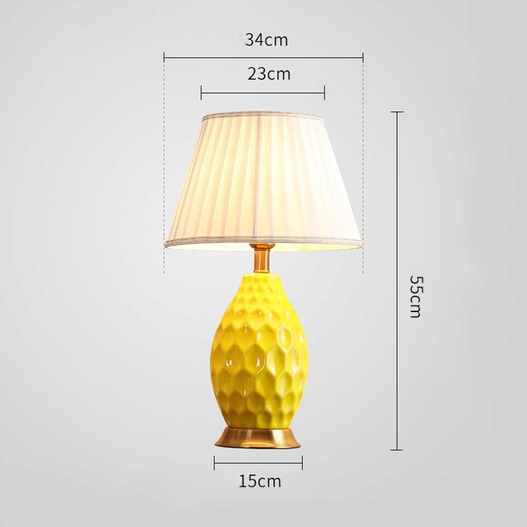 2X Textured Ceramic Oval Table Lamp with Gold Metal Base Yellow Fast shipping On sale
