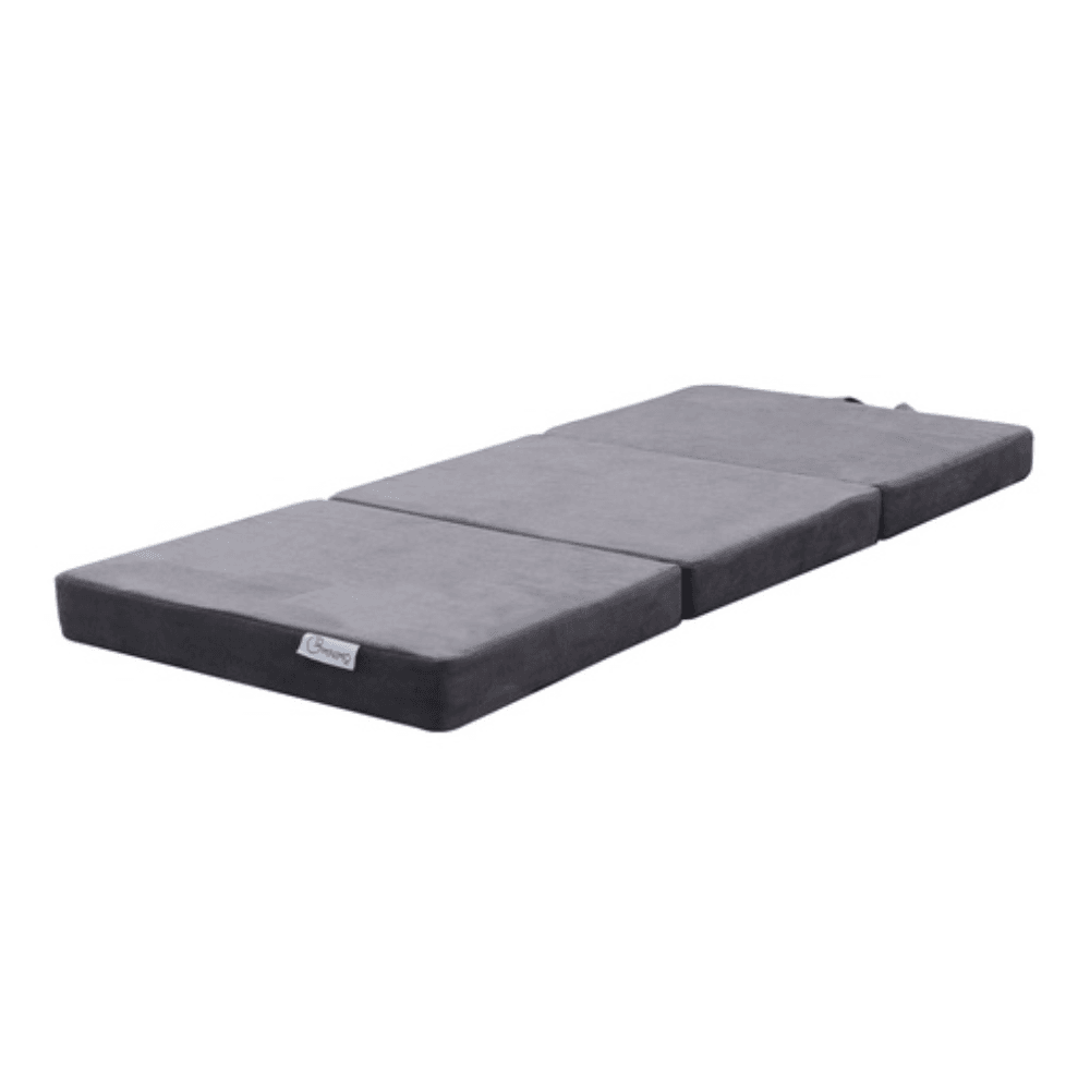 3 Fold Folding Mattress Double Portable Light Grey Polyester Fast shipping On sale