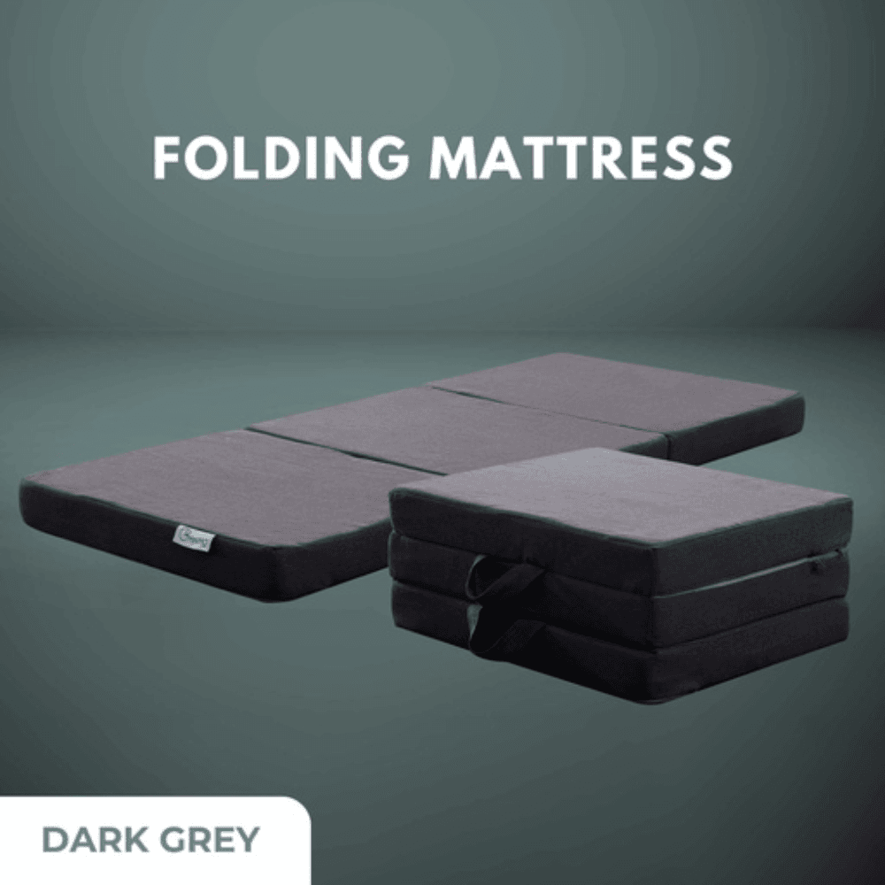 3 Fold Folding Mattress Single Portable Dark Grey Polyester Fast shipping On sale