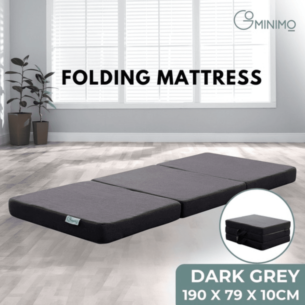 3 Fold Folding Mattress Single Portable Dark Grey Polyester Fast shipping On sale