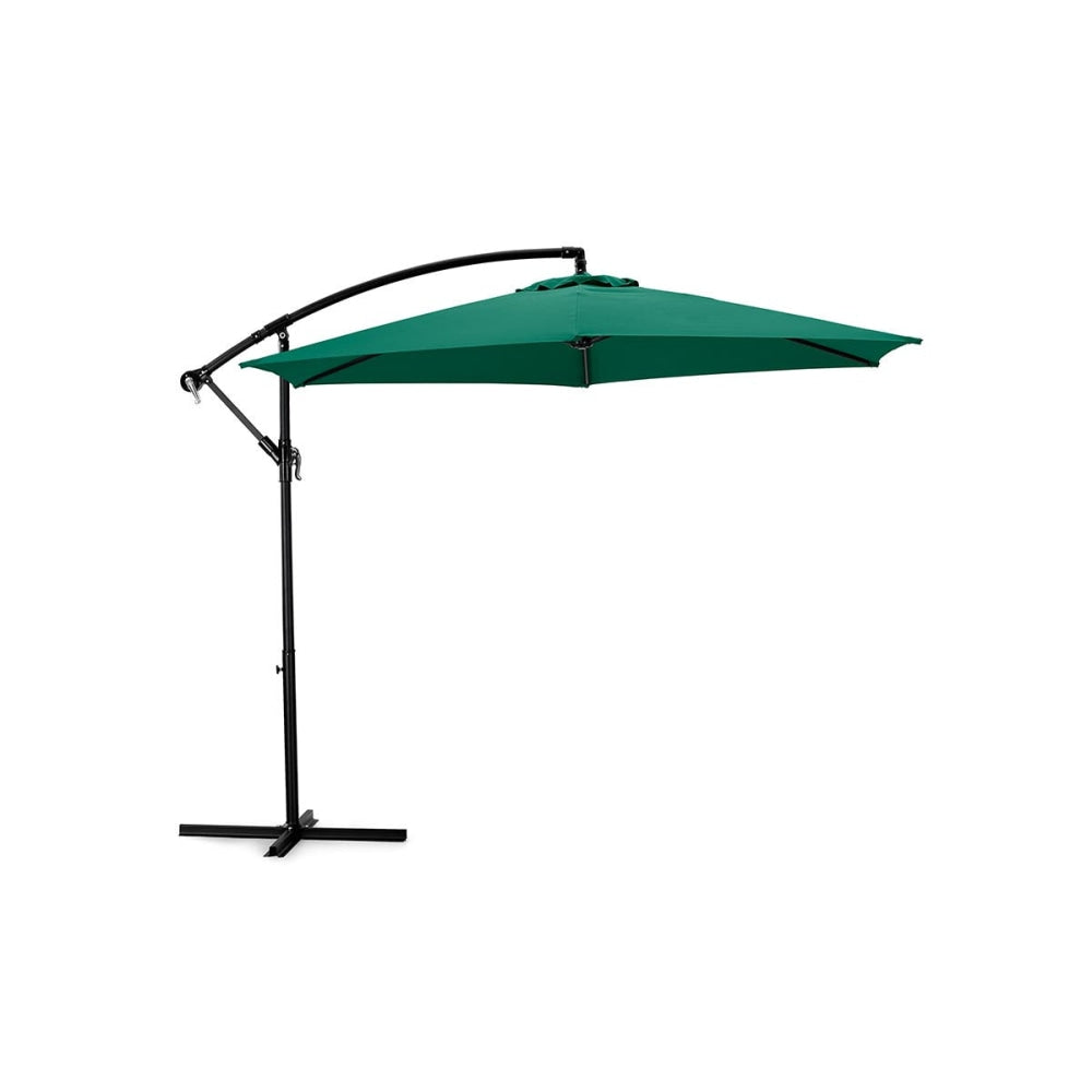 3 Metre Cantilever Outdoor Umbrella with Bonus Protective Cover - Green Patio Umbrellas Fast shipping On sale