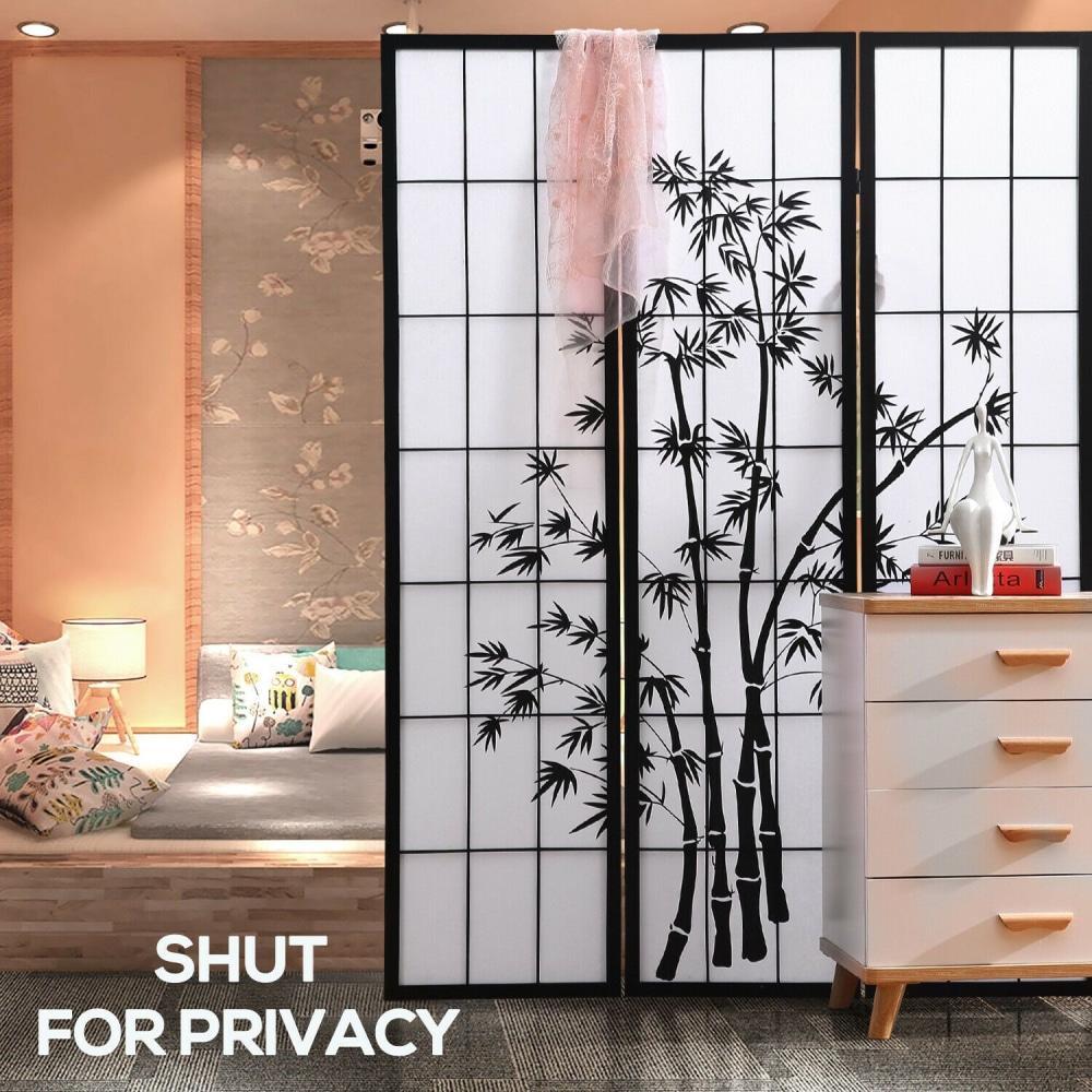 3 Panel Free Standing Foldable Room Divider Privacy Screen Bamboo Print Fast shipping On sale