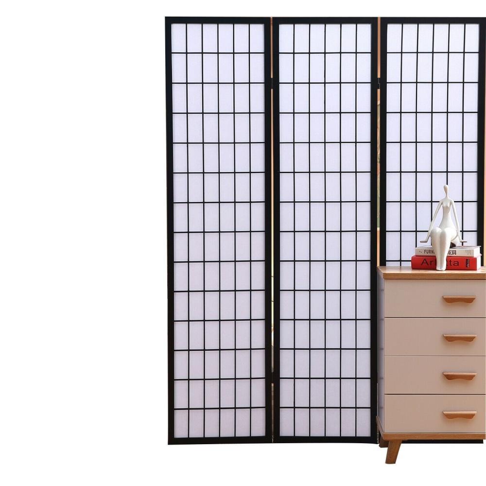 3 Panel Free Standing Foldable Room Divider Privacy Screen Black Frame Fast shipping On sale