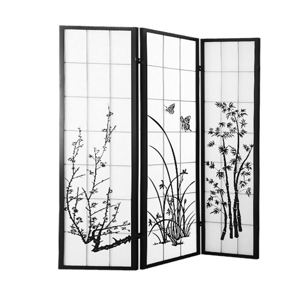 3 Panel Room Divider Privacy Screen Door Pine Wood Stand Fringe Fast shipping On sale