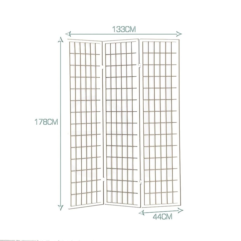 3 Panel Room Divider Screen Door Stand Privacy Fringe Wood Fold Grey Fast shipping On sale