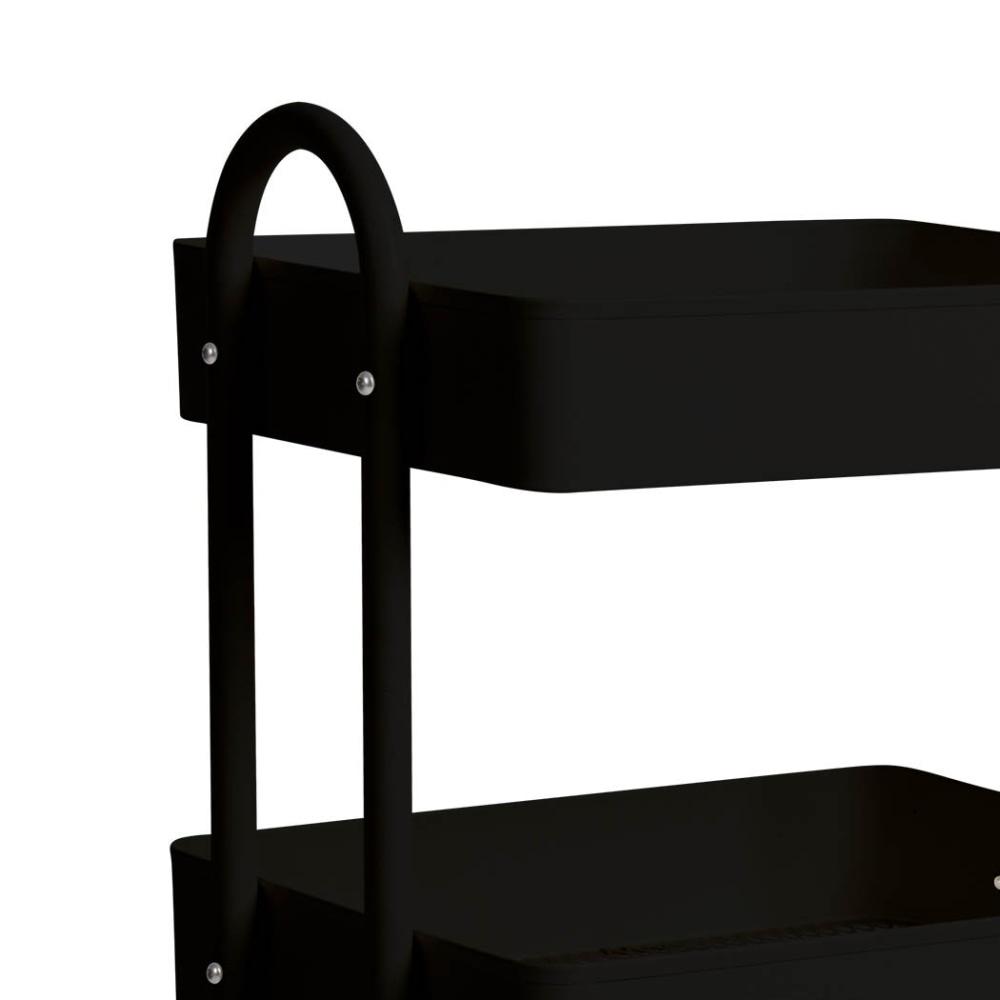 3 Tiers Kitchen Trolley Cart Steel Storage Rack Shelf Organiser Wheels Black Fast shipping On sale