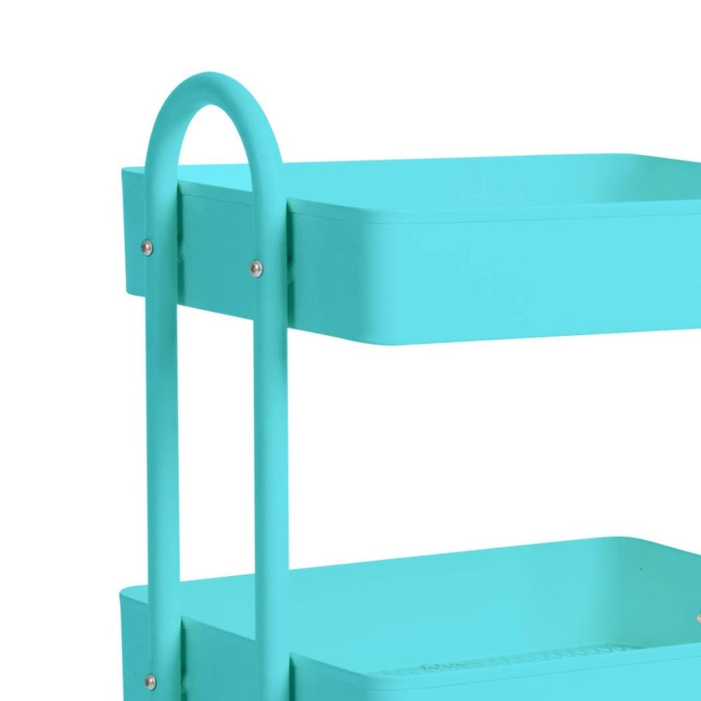 3 Tiers Kitchen Trolley Cart Steel Storage Rack Shelf Organiser Wheels Blue Fast shipping On sale