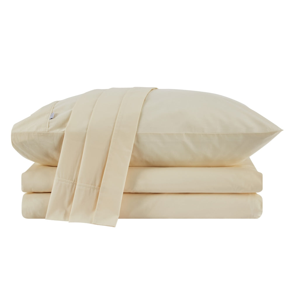 300TC Classic Percale Sheet Set - Sand Single Bed Fast shipping On sale