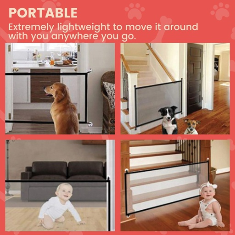 Pet Safety Barrier Portable Folding Mesh Gate Dog Cares Fast shipping On sale