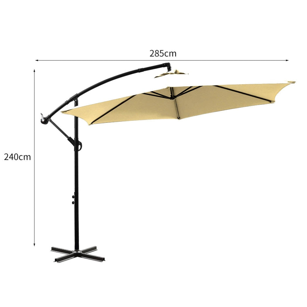 3M Outdoor Umbrella Cantilever Cover Garden Patio Beach Umbrellas Crank Beige Fast shipping On sale