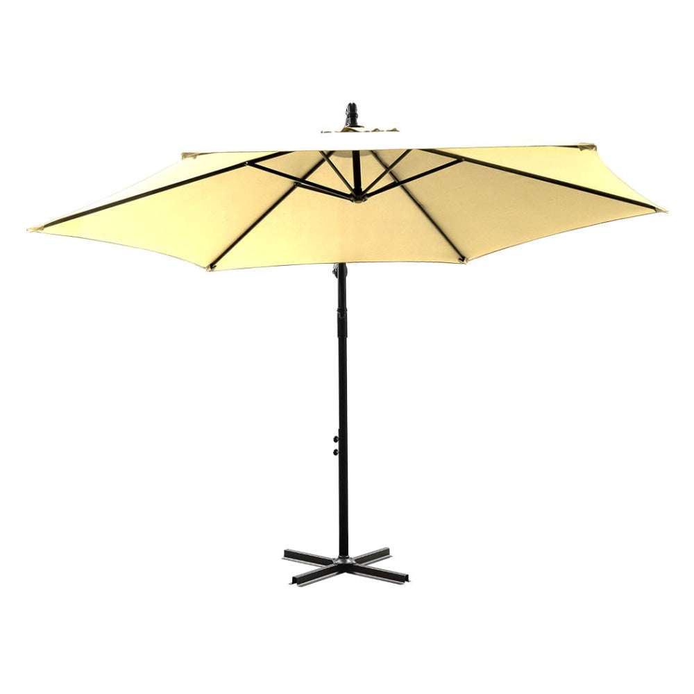 3M Outdoor Umbrella Cantilever Cover Garden Patio Beach Umbrellas Crank Beige Fast shipping On sale