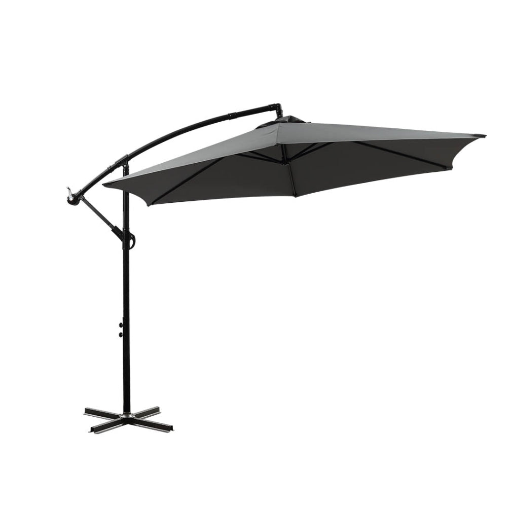 3M Outdoor Umbrella Cantilever Cover Garden Patio Beach Umbrellas Crank Grey Fast shipping On sale