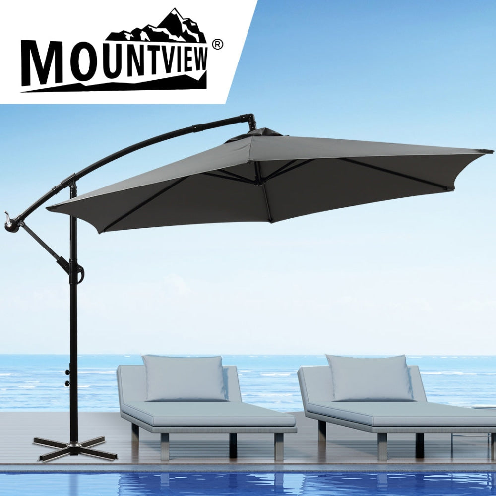 3M Outdoor Umbrella Cantilever Cover Garden Patio Beach Umbrellas Crank Grey Fast shipping On sale
