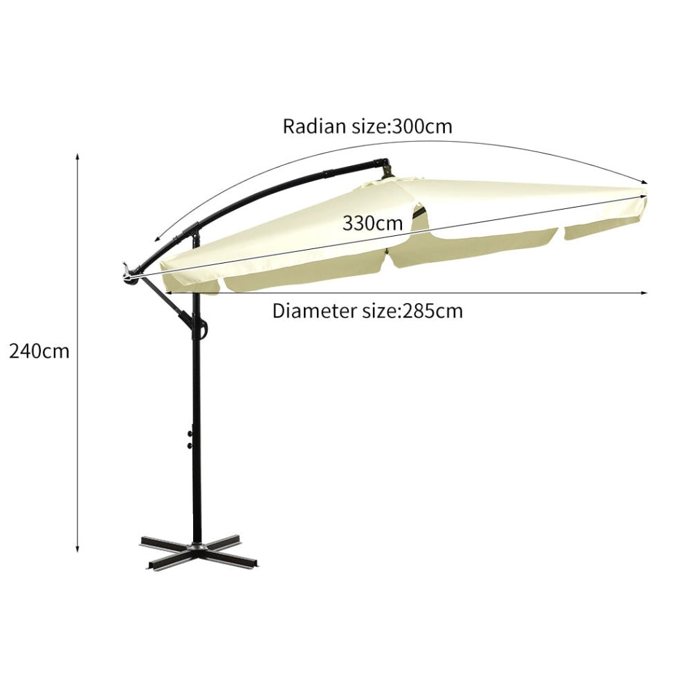 3M Patio Outdoor Umbrella Cantilever Beige Umbrellas Fast shipping On sale