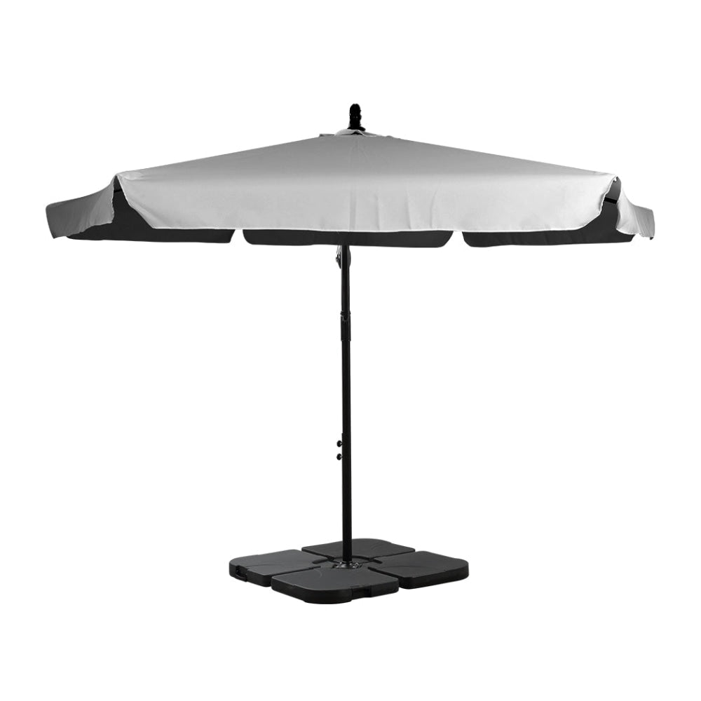 3M Patio Outdoor Umbrella Cantilever Grey With Base Stand Umbrellas Fast shipping On sale