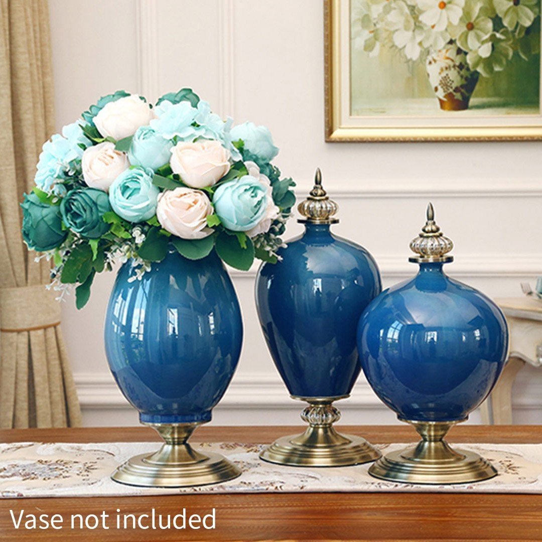 3pcs Artificial Silk with 15 Heads Flower Fake Rose Bouquet Table Decor Blue Plant Fast shipping On sale