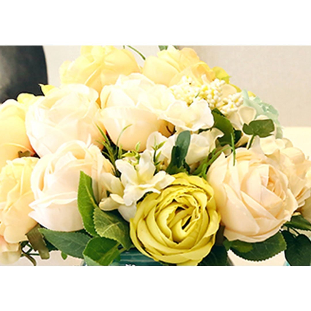 3pcs Artificial Silk with 15 Heads Flower Fake Rose Bouquet Table Decor White Plant Fast shipping On sale