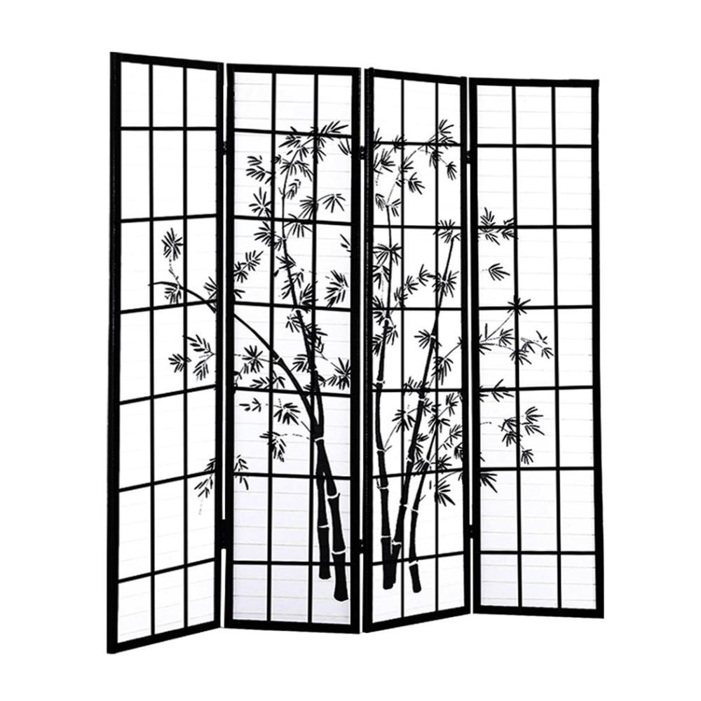 4 Panel Room Divider Screen Door Stand Privacy Fringe Wood Fold Bamboo Fast shipping On sale