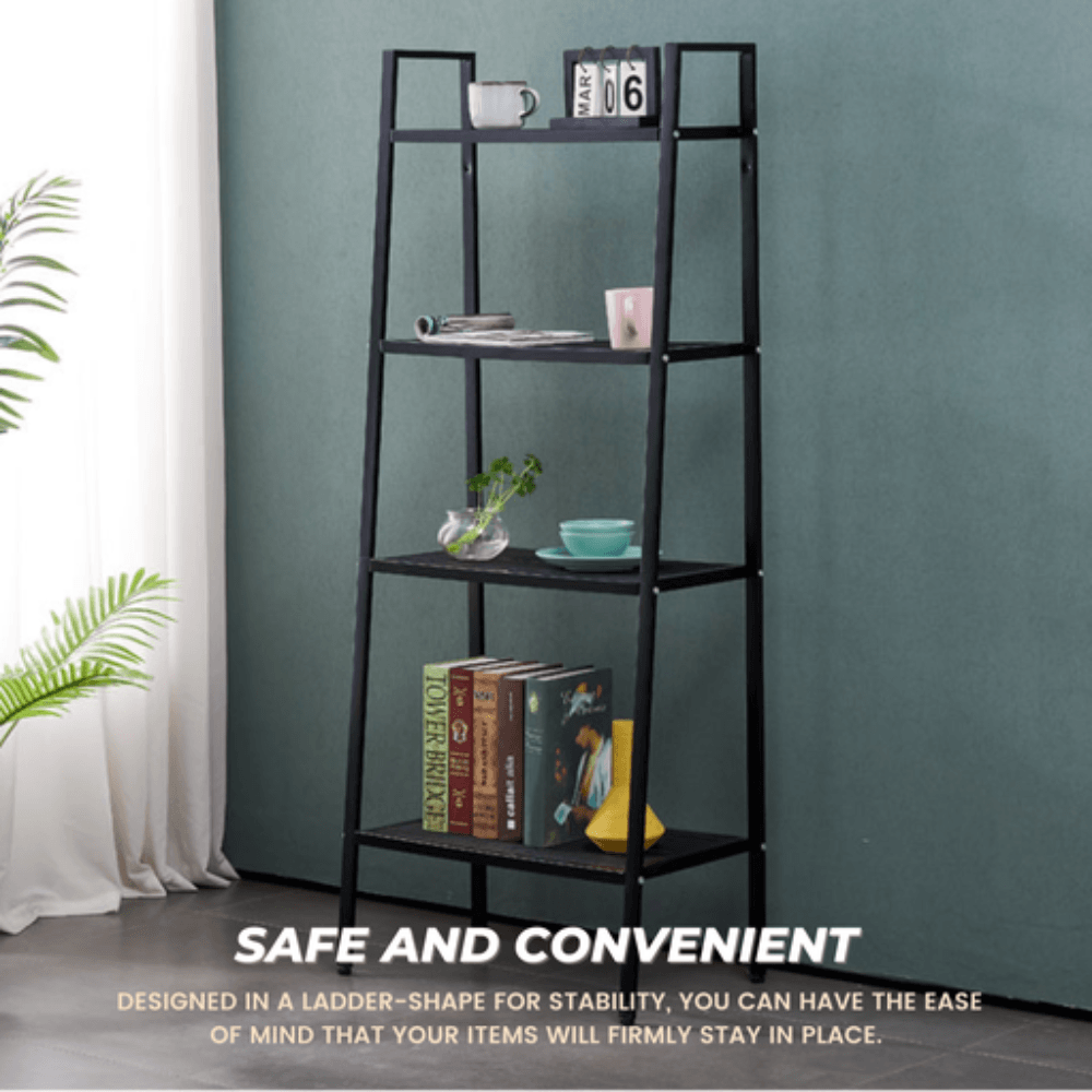 4 Tier Ladder Shelf (White) Bookcase Fast shipping On sale