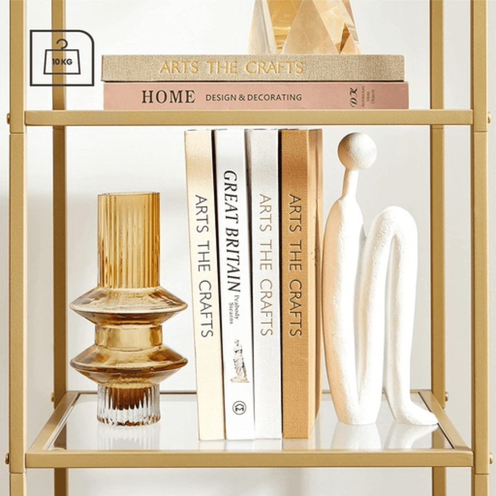 Vasagle 4-Tier Storage Display Shelf Bookcase Gold Tone Fast shipping On sale