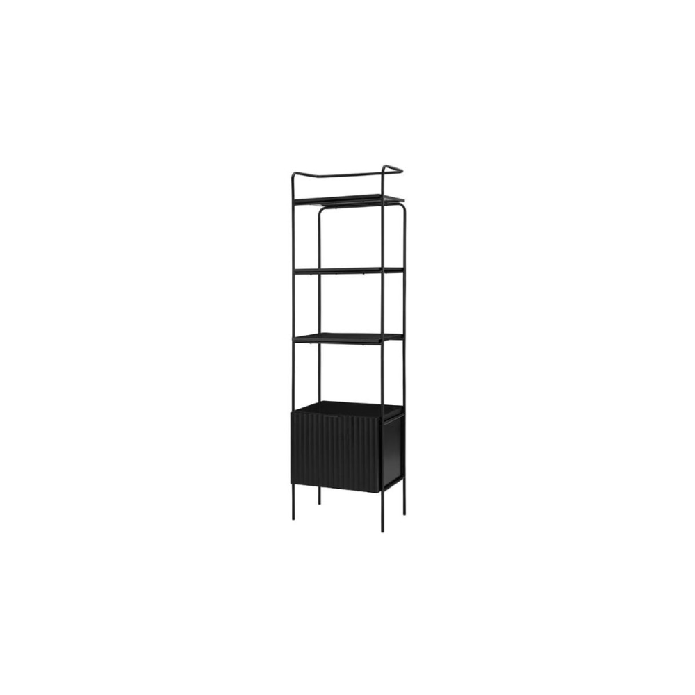 4-Tier Wooden Narrow Bookcase Display Shelf W/ 1 Door Metal Frame Edinburgh Collection - Black Fast shipping On sale