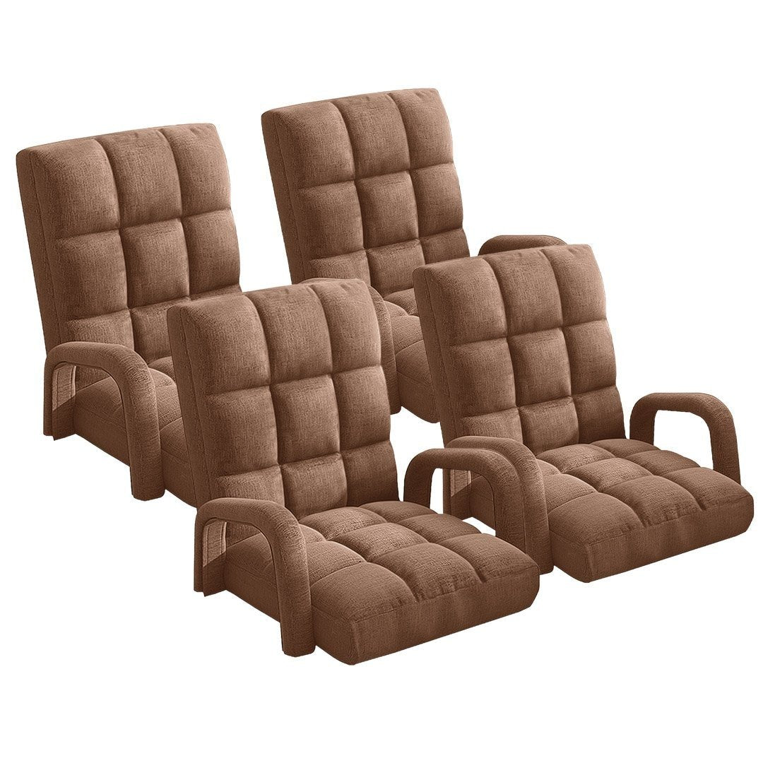 4X Foldable Lounge Cushion Adjustable Floor Lazy Recliner Chair with Armrest Coffee Fast shipping On sale