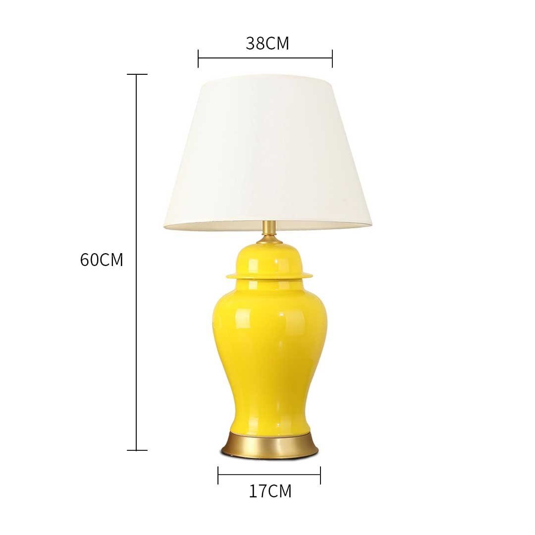 4X Oval Ceramic Table Lamp with Gold Metal Base Desk Yellow Fast shipping On sale