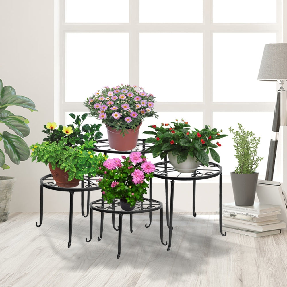 4X Plant Stand Outdoor Indoor Metal Black Flower Pot Garden Decor Rack Round AU Fast shipping On sale