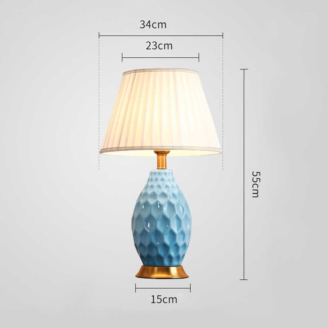 4X Textured Ceramic Oval Table Lamp with Gold Metal Base Blue Fast shipping On sale