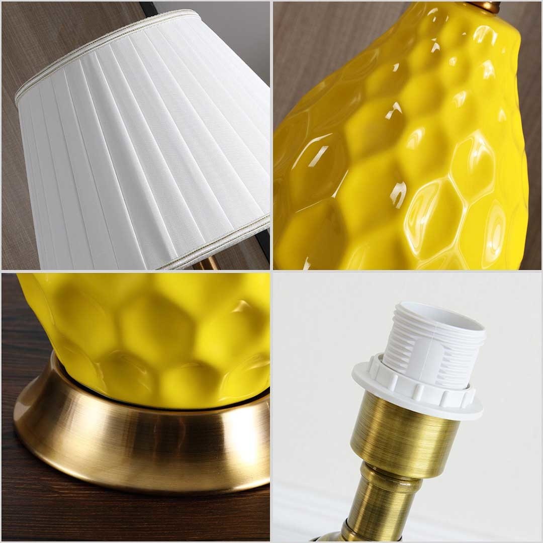 4X Textured Ceramic Oval Table Lamp with Gold Metal Base White Fast shipping On sale