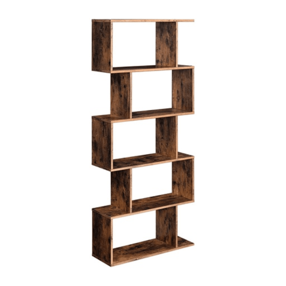 5 - Tier Bookshelf Display Shelf and Room Divider Rustic Brown Bookcase Fast shipping On sale