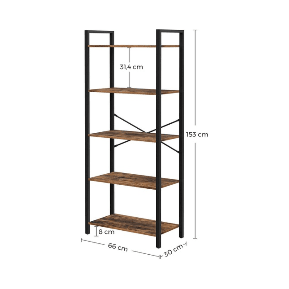 5 Tier Bookshelf Standing Display Storage Rack Shelves Rectangle Rustic Brown Bookcase Fast shipping On sale