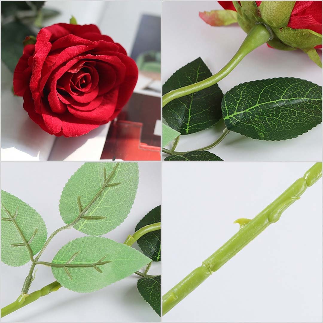 5pcs Artificial Silk Flower Fake Rose Bouquet Table Decor Red Plant Fast shipping On sale