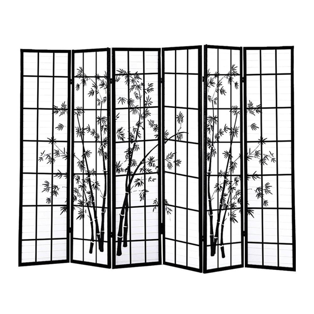 6 Panel Free Standing Foldable Room Divider Privacy Screen Bamboo Print Fast shipping On sale