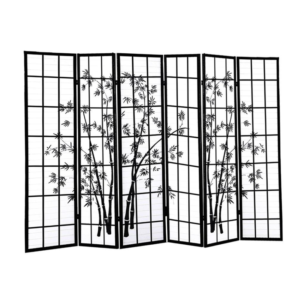 6 Panel Free Standing Foldable Room Divider Privacy Screen Bamboo Print Fast shipping On sale