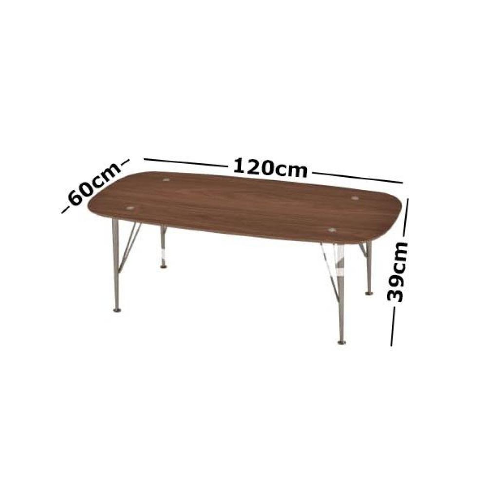 6IXTY2 Scandinavian Wooden Coffee Table - Metal Legs - Walnut Satin Fast shipping On sale