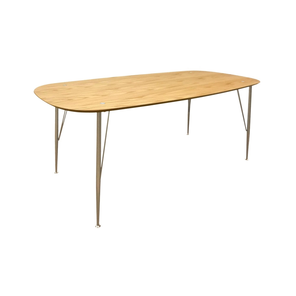6IXTY2 Scandinavian Wooden Dining Table Large 220cm - Metal Legs - Oak Fast shipping On sale