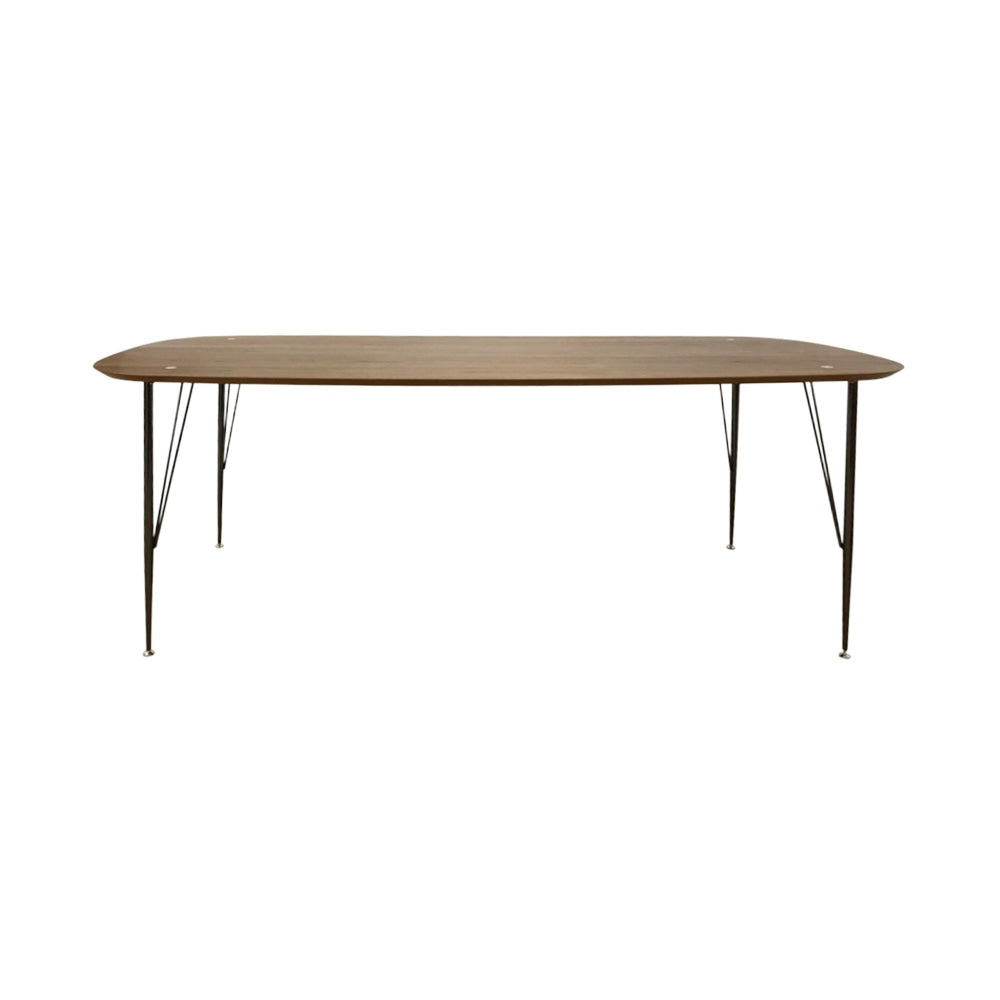 6IXTY2 Scandinavian Wooden Dining Table Large 220cm - Metal Legs - Walnut Satin Fast shipping On sale