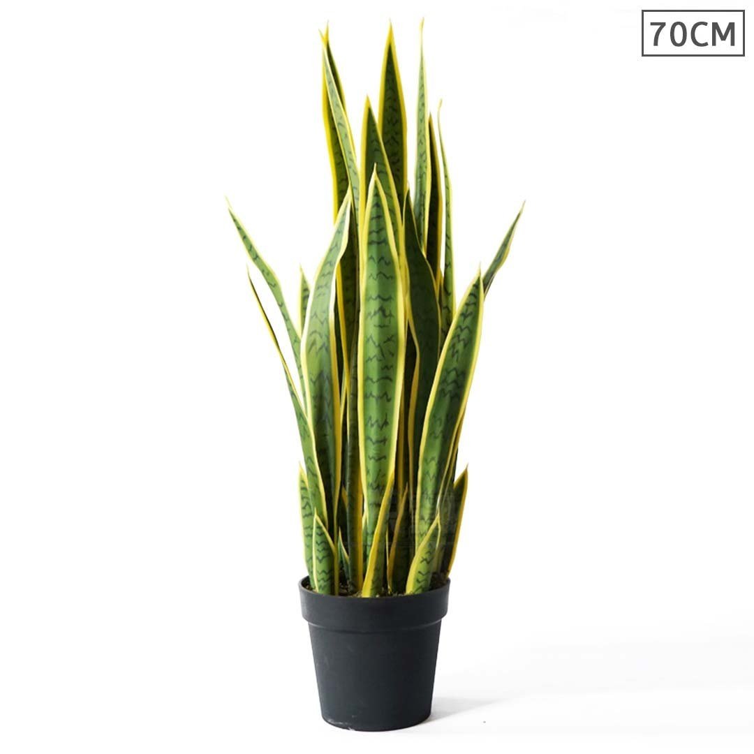 70cm Artificial Indoor Yellow Edge Tiger Piran Fake Decoration Tree Flower Pot Plant Fast shipping On sale